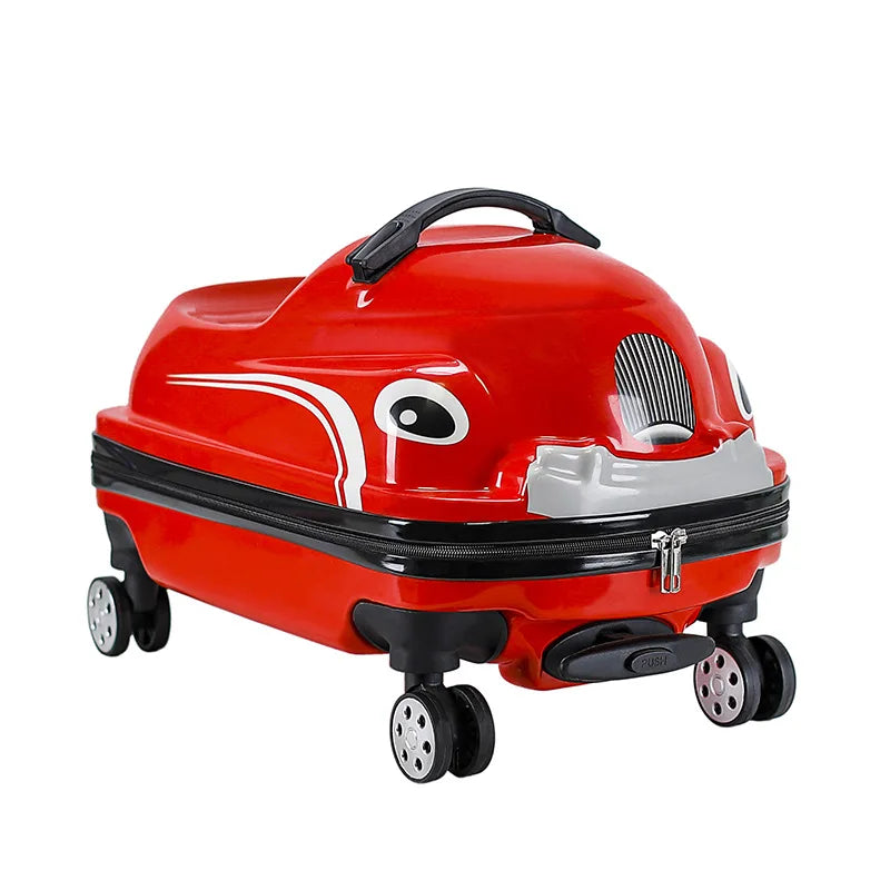 Cartoon Car Children's Pull-On Luggage Suitcase Kindergarten Travel Bag Child Ride-On Twister Cart