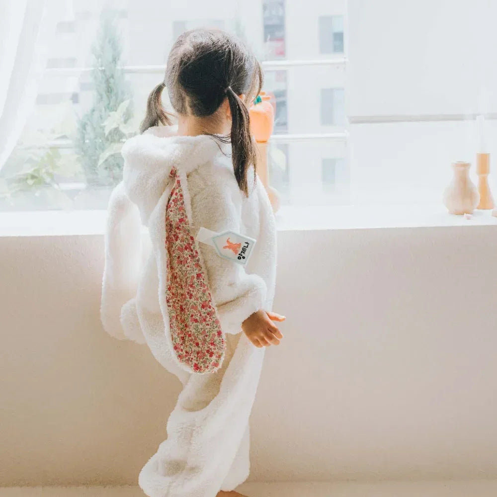 Warm Fleece Baby Rabbit Romper for Autumn Spring Newborn Hooded Pajamas Jumpsuits Toddler Plush Homewear Clothes