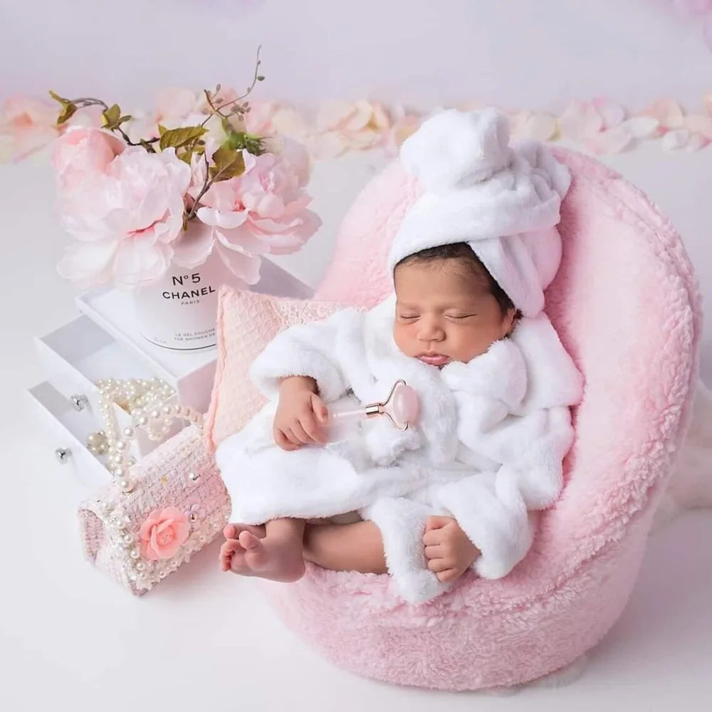 Newborn Baby Photography Prop Soft Fleece Scarf Bathrobes Slipper 3pcs Fotografia Costume Shooting Photoshoot Props Clothing