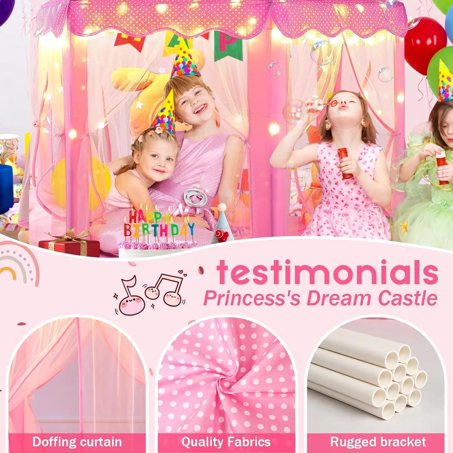 Virella Store Monobeach Princess Tent Girls Large Playhouse Kids Castle Play Tent with Star Lights Toy for Children Indoor and Outdoor Games, 55'' x 53'' (DxH)