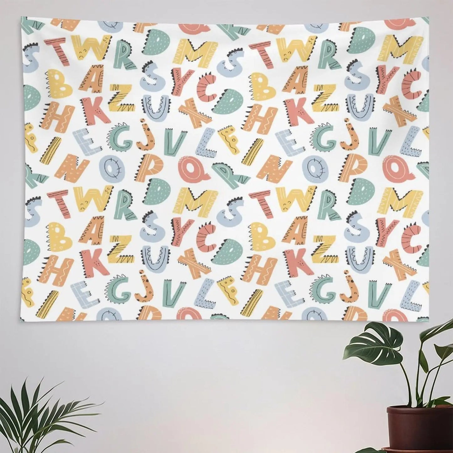 Alphabet Kids Learning Tapestry Wall Hanging Cartoon Animal Baby Boys Child Educational Tapestries Home Decor for Bedroom Living