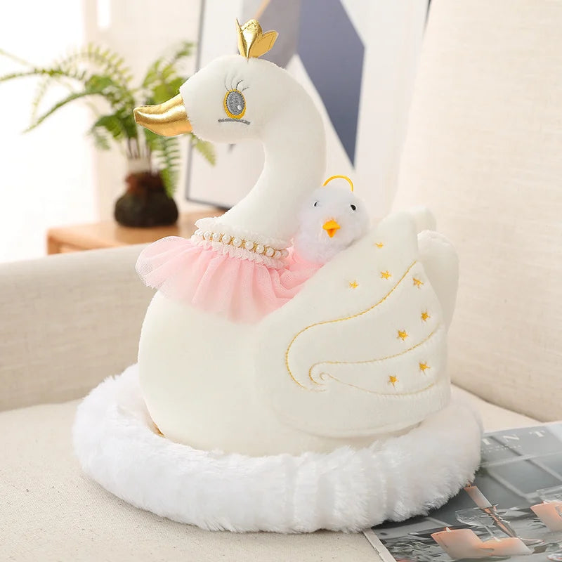 New Swan Family Plush Toy Swan Mother Swan Baby Lifelike Animals Stuffed Doll With Nest Kids Baby Comforting Gift