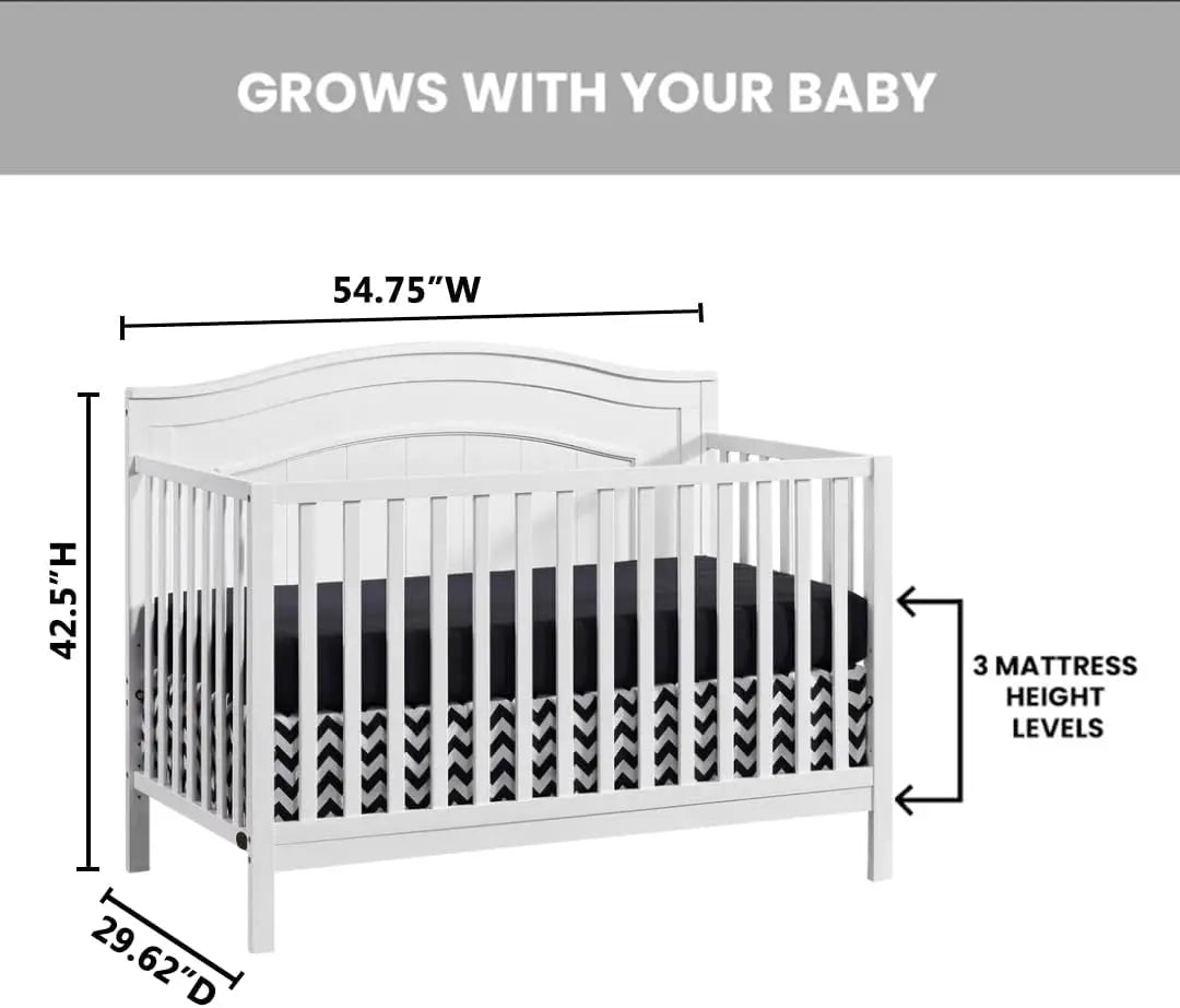 North Bay 4-in-1 Convertible Crib, Snow White, GreenGuard Gold Certified