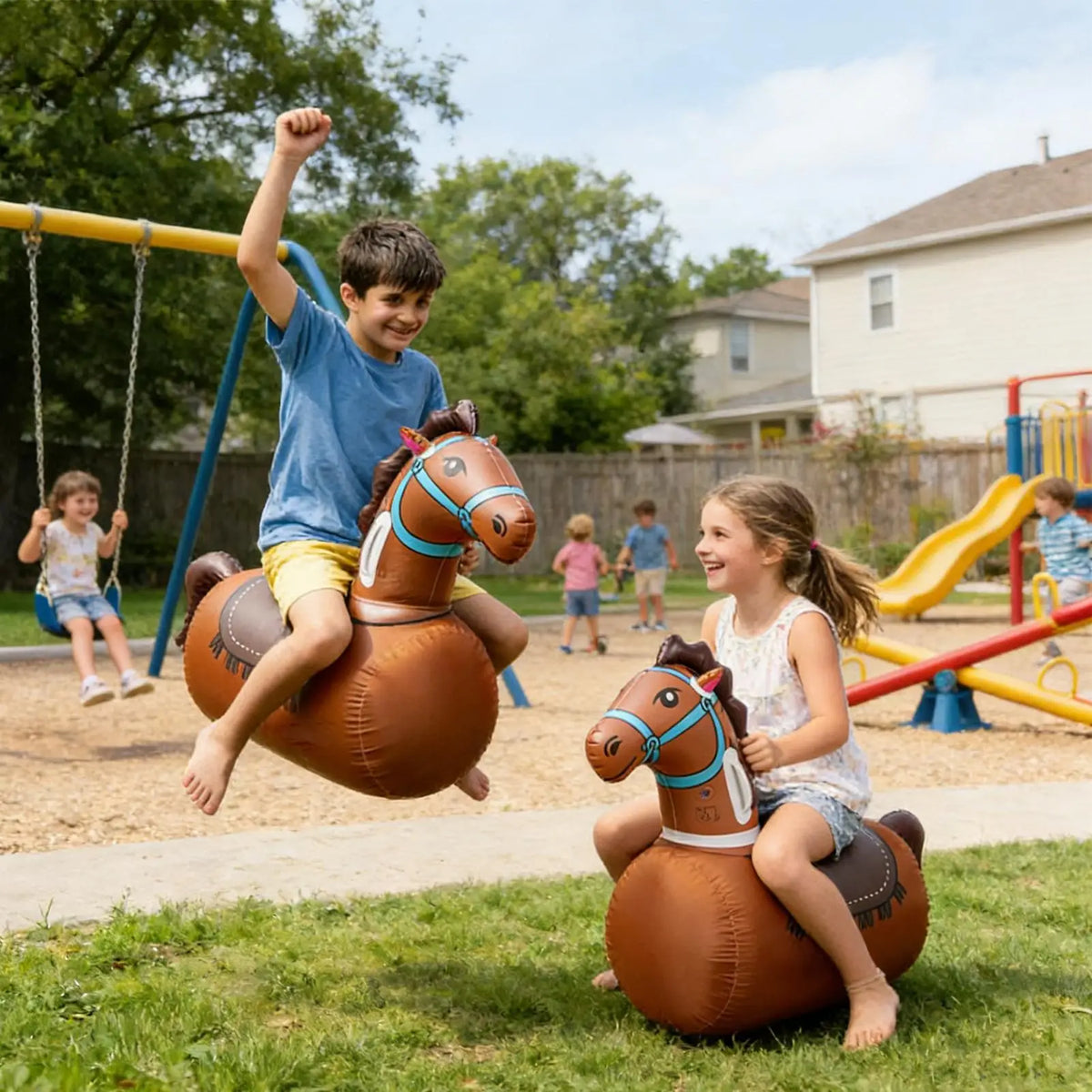 Inflatable Bouncy Animal Toy Leakproof Ergonomic Kids Balance Hopper Ride On Toy Outdoor Indoor Garden Yard Gift