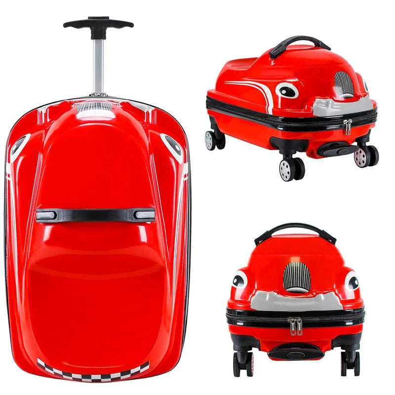 Cartoon Car Children's Pull-On Luggage Suitcase Kindergarten Travel Bag Child Ride-On Twister Cart