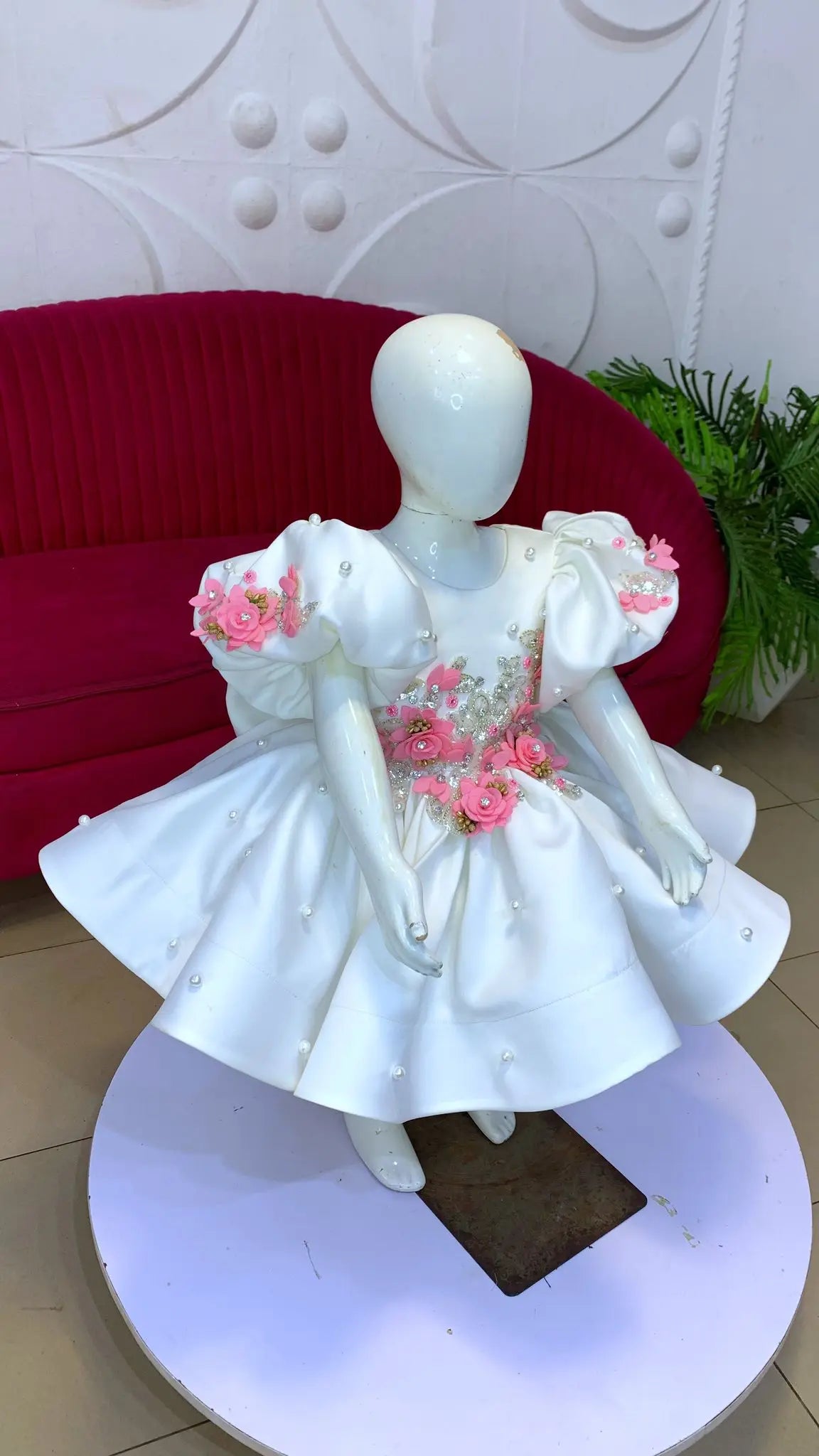 White Flower Girl Dresses for Wedding Pink Floral Princess Birthday Party Gowns Customized Child Prom Dress