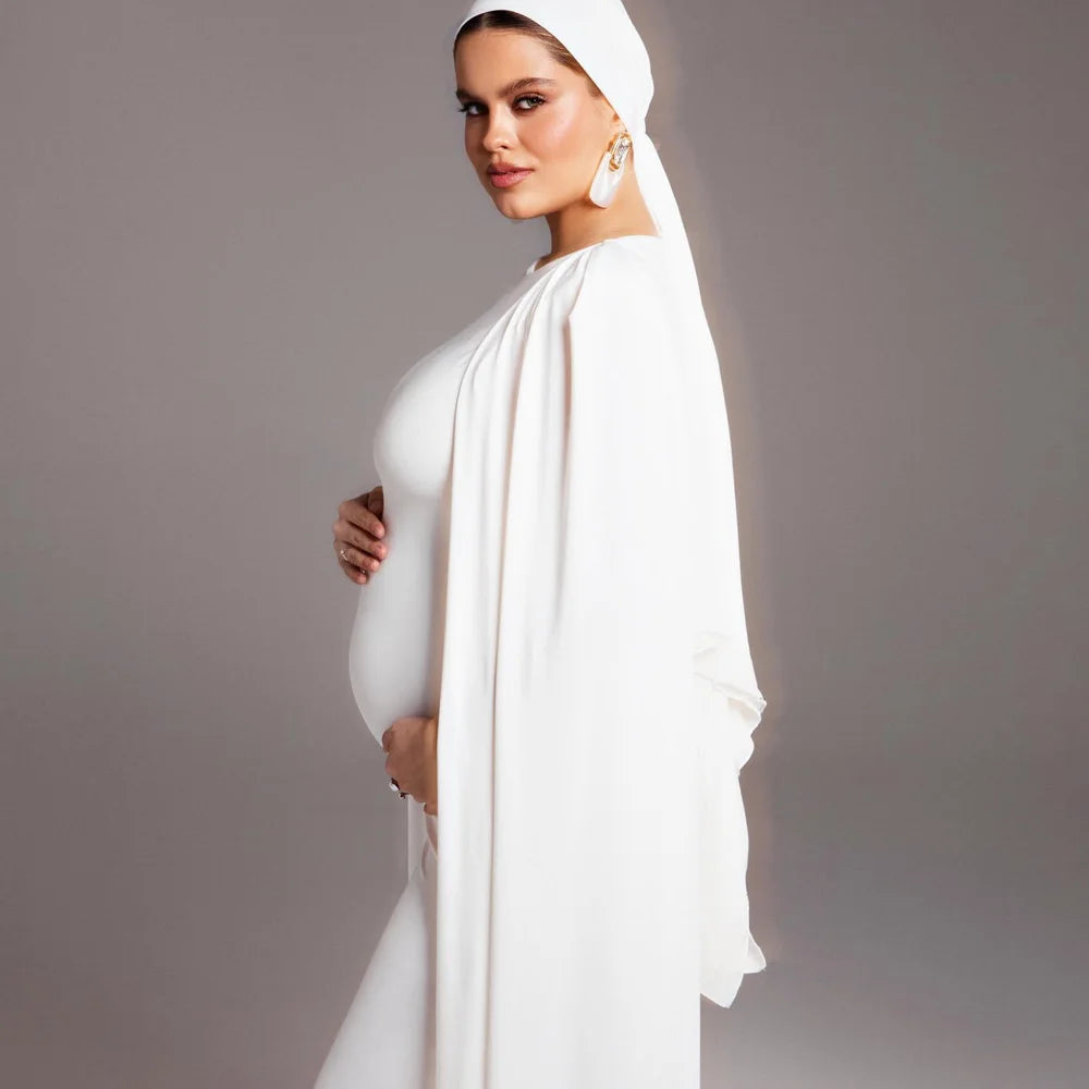 Solid Color Elegant Slim Fit Maternity Dress Elastic Fabric Evening Gown For Pregnant Women Photography Dress For Women