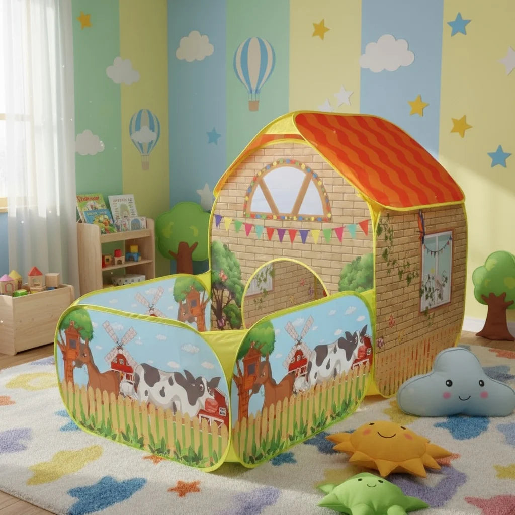 【Outdoor Entertainment】Children's Garden Villa Play Tent, Large Pop-Up Toy Enclosure, Children's Fun Toy Playhouse, Durable Polyester and Steel Frame, Excellent Outdoor Party Tent and Beach Toy, Great Holiday Gift for Boy
