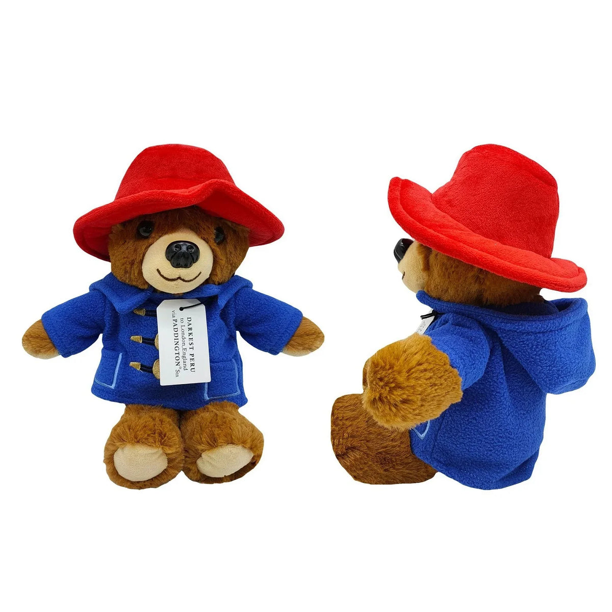 Cute Teddy Bear Plush Toy Soft Stuffed Animal Doll with Red Hat and Blue Coat Birthday Christmas Gift for Kids