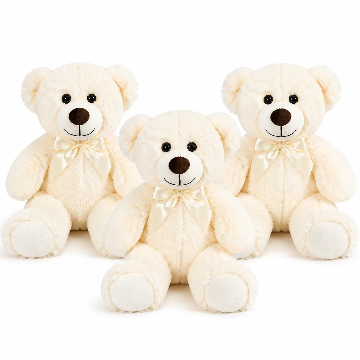 SNOWOLF Teddy Bear 13.5 Inch Stuffed Animals Plush Toys 3 Cream Stuffed Bears for Girls Perfect Gift for Girlfriend Birthday Gift Valentine's Gift