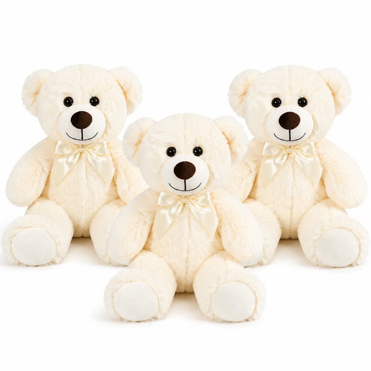 SNOWOLF Teddy Bear 13.5 Inch Stuffed Animals Plush Toys 3 Cream Stuffed Bears for Girls Perfect Gift for Girlfriend Birthday Gift Valentine's Gift