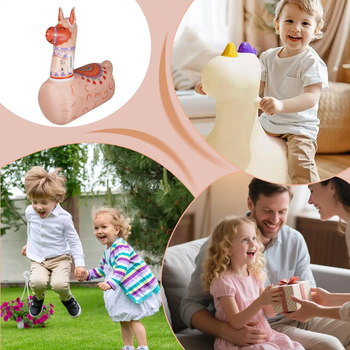 Inflatable Bouncy Animal Toy Leakproof Ergonomic Kids Balance Hopper Ride On Toy Outdoor Indoor Garden Yard Gift