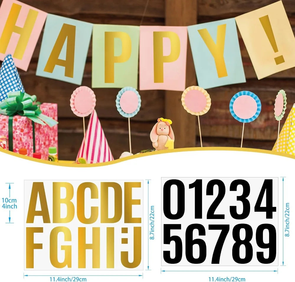 460 Pcs 4 Inch Self-Adhesive Letter Stickers, Waterproof Vinyl Alphabet Numbers for Bulletin Board, Classroom, Mailbox Decor