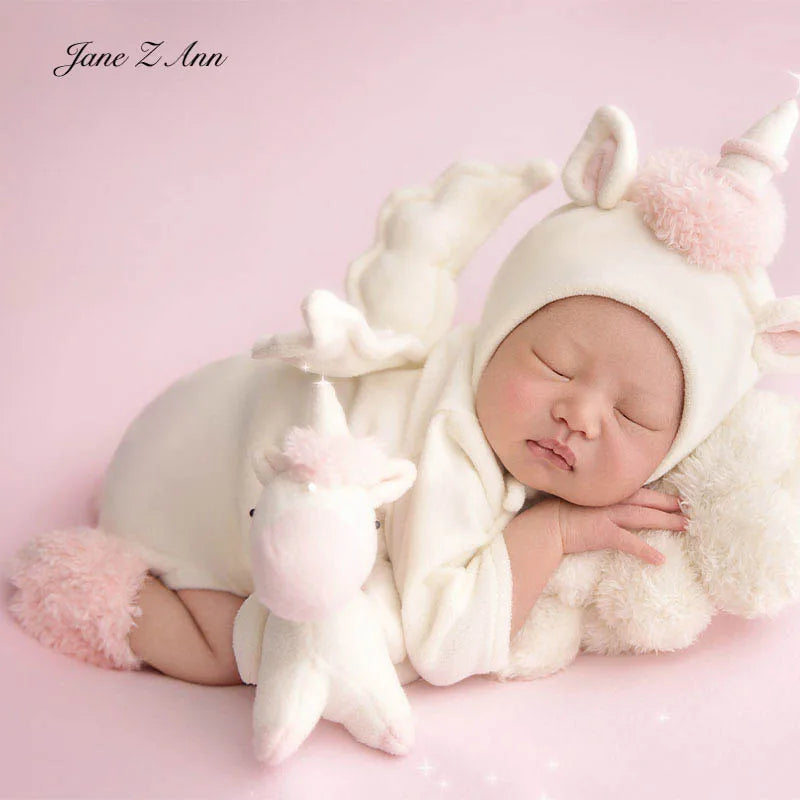 Year of the horse newborn photography outfit pony costume baby photoshoot set hat+romper +pink socks