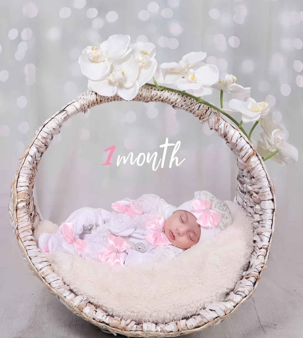 Dollbling Newborn Set Baby's Sets Rhinestone Crown 0-3 Months Hat+Bodysuits+Gloves+Shoes 4 Parts Boy Girl Jumpsuit Clothing