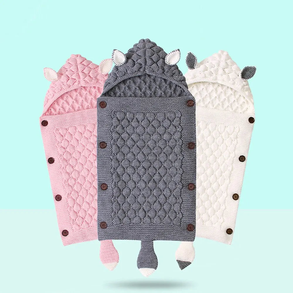 New Baby Winter Swaddle Wrap Blankets Knitted Toddler Infant Baby Swaddle Kids Warm Stroller Crib Envelope Newborn Baby Blankets