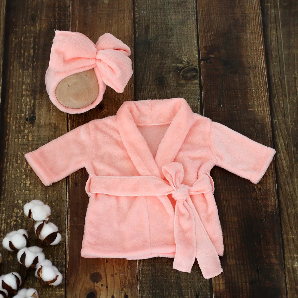 Newborn Baby Photography Prop Soft Fleece Scarf Bathrobes Slipper 3pcs Fotografia Costume Shooting Photoshoot Props Clothing