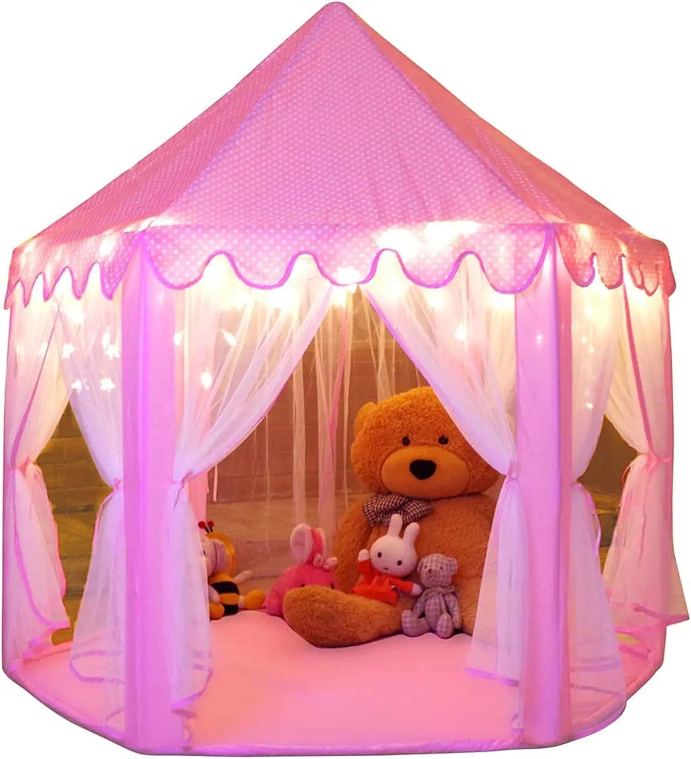 Virella Store Monobeach Princess Tent Girls Large Playhouse Kids Castle Play Tent with Star Lights Toy for Children Indoor and Outdoor Games, 55'' x 53'' (DxH)