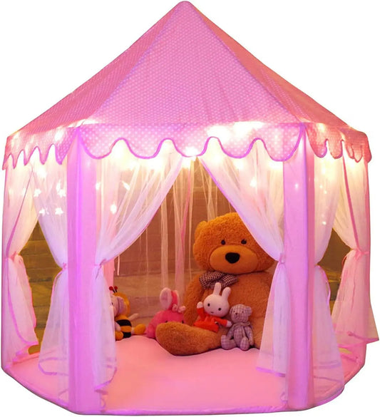 Virella Store Monobeach Princess Tent Girls Large Playhouse Kids Castle Play Tent with Star Lights Toy for Children Indoor and Outdoor Games, 55'' x 53'' (DxH)