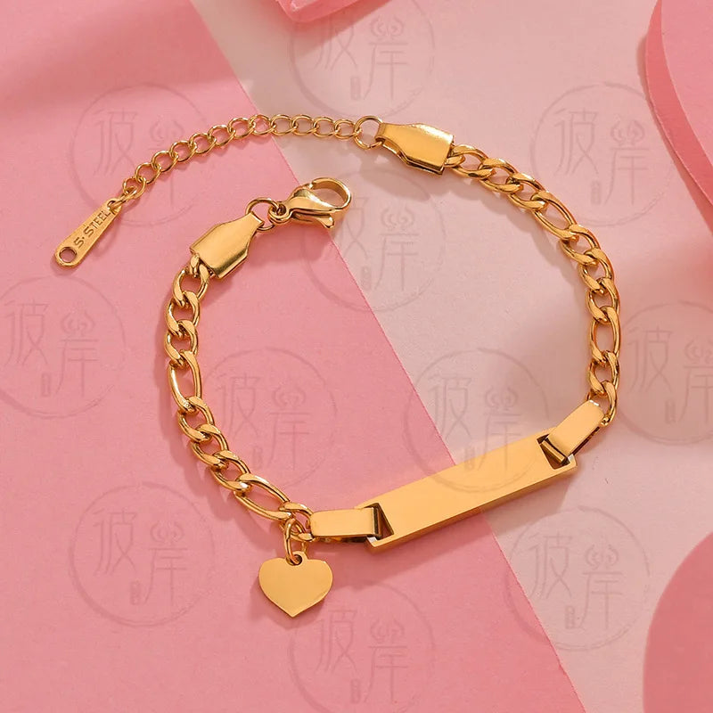 DUOYING Custom Name Newborn Bracelet Personalized Baby ID Engraved Bracelet Engraved Letter Pendant Bangles For Kids Jewelry