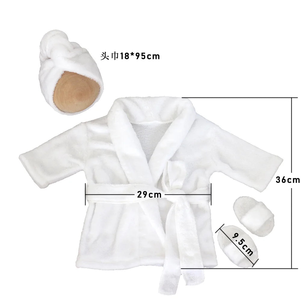 Newborn Baby Photography Prop Soft Fleece Scarf Bathrobes Slipper 3pcs Fotografia Costume Shooting Photoshoot Props Clothing