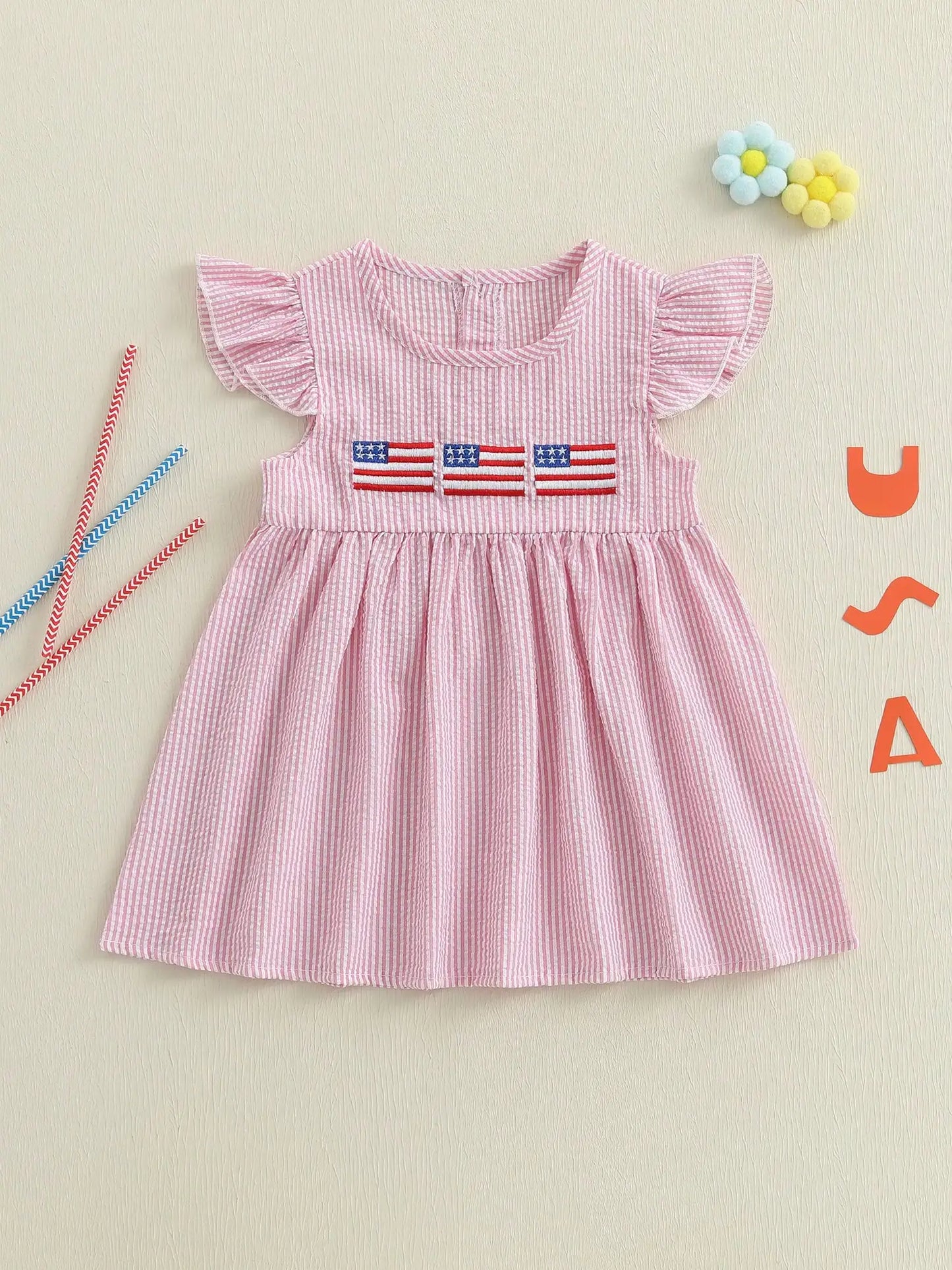 Toddler Baby 4th Of July Outfit Girls Fourth Of July Dress American Flag Smocked Dresses Independence Day Clothes