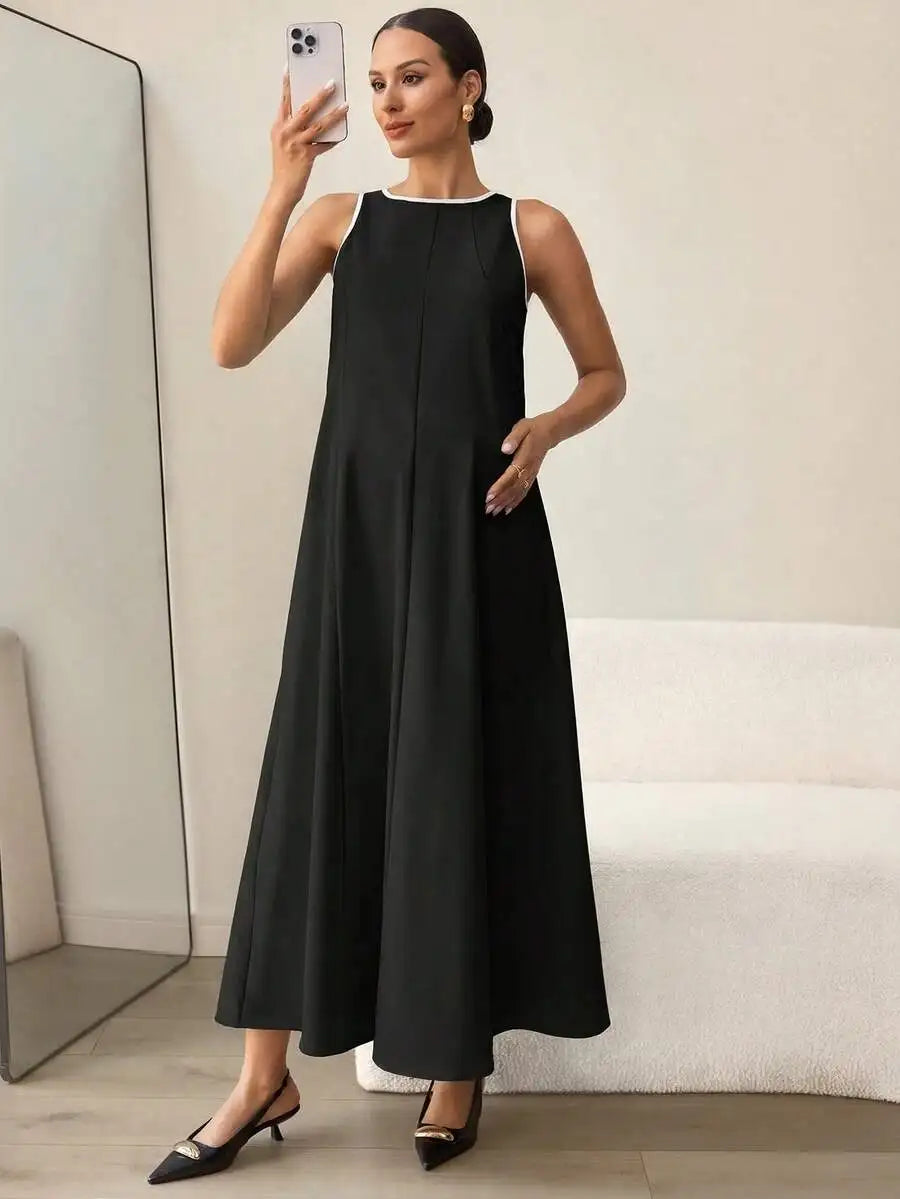 Beige Sleeveless Maternity Dress Ankle Length Casual Summer Women