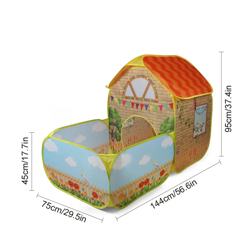 【Outdoor Entertainment】Children's Garden Villa Play Tent, Large Pop-Up Toy Enclosure, Children's Fun Toy Playhouse, Durable Polyester and Steel Frame, Excellent Outdoor Party Tent and Beach Toy, Great Holiday Gift for Boy