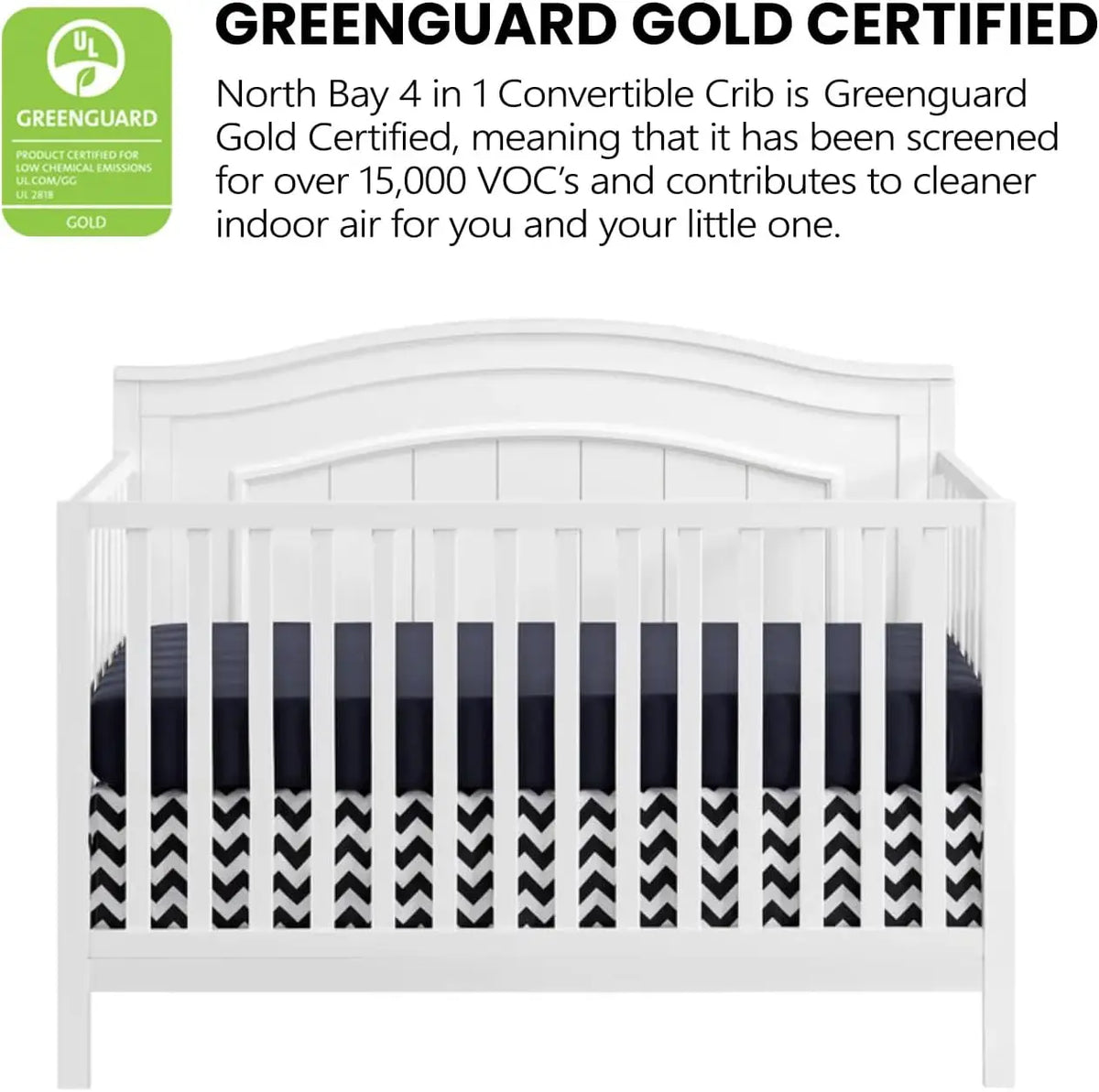 North Bay 4-in-1 Convertible Crib, Snow White, GreenGuard Gold Certified