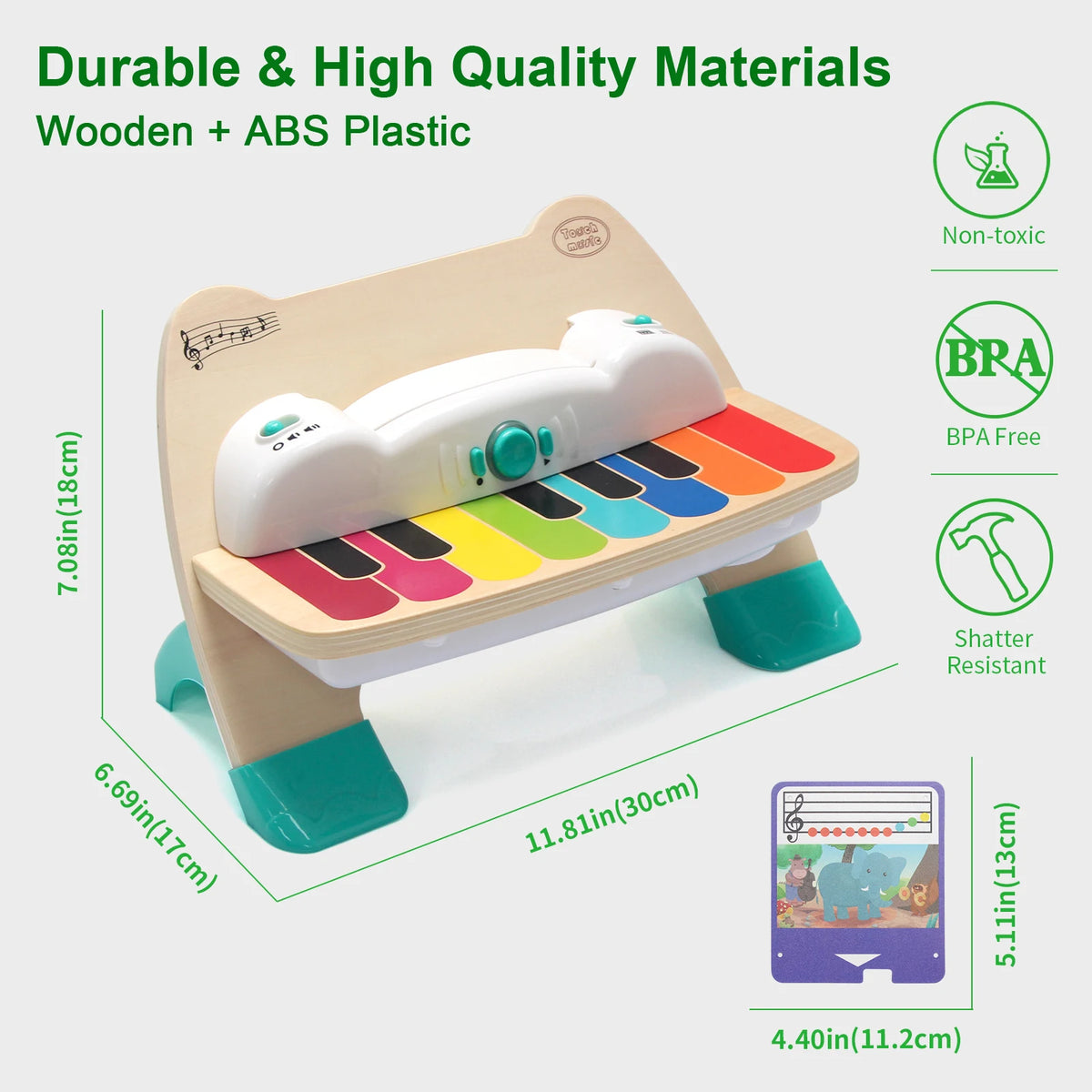 Wooden Touch Play Piano with Light & Music insert socre Music Score early learning Educational Toys Baby Gifts Instrument Toy