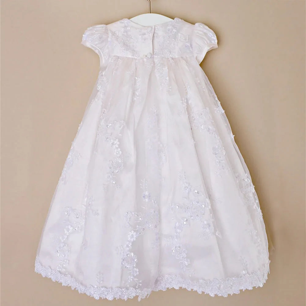Vintage Embroidery Baby Girl Baptism Dress 1st Year Birthday Party Wedding Christening Gown Infant Toddler Clothing 3 pcs Set