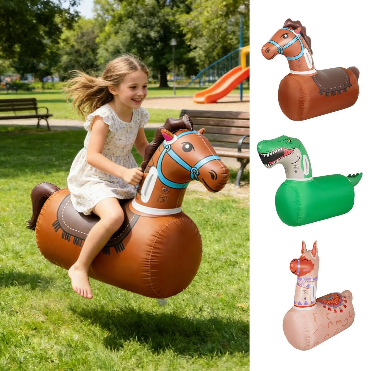 Inflatable Bouncy Animal Toy Leakproof Ergonomic Kids Balance Hopper Ride On Toy Outdoor Indoor Garden Yard Gift