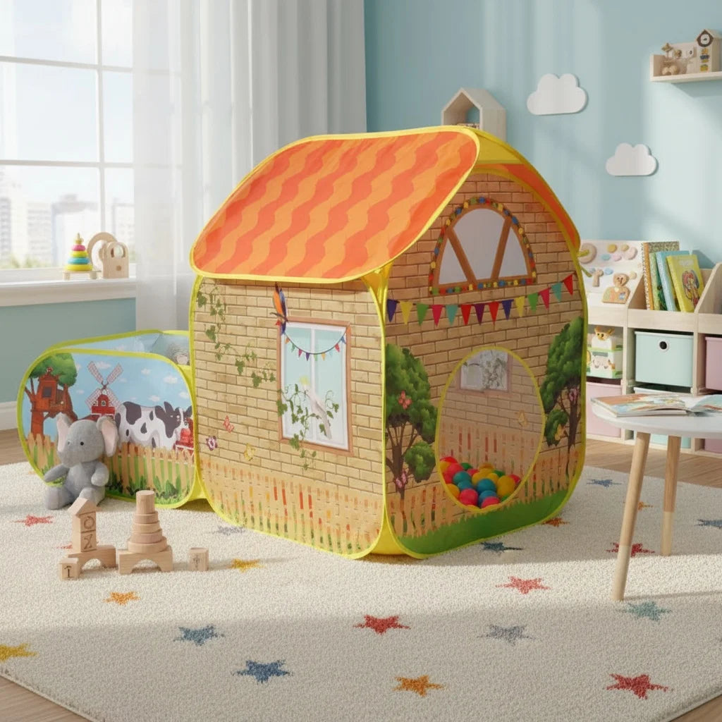 【Outdoor Entertainment】Children's Garden Villa Play Tent, Large Pop-Up Toy Enclosure, Children's Fun Toy Playhouse, Durable Polyester and Steel Frame, Excellent Outdoor Party Tent and Beach Toy, Great Holiday Gift for Boy