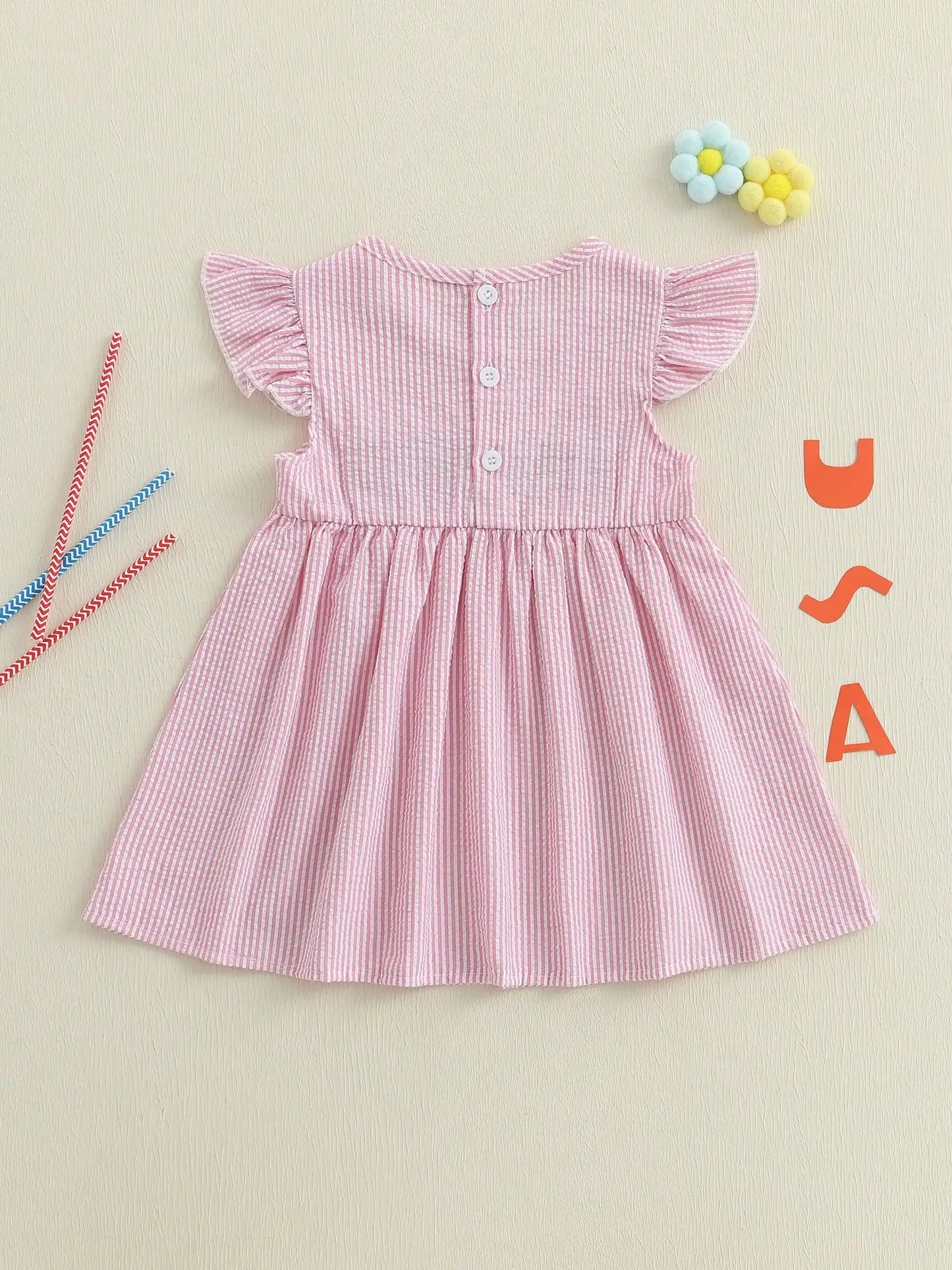 Toddler Baby 4th Of July Outfit Girls Fourth Of July Dress American Flag Smocked Dresses Independence Day Clothes