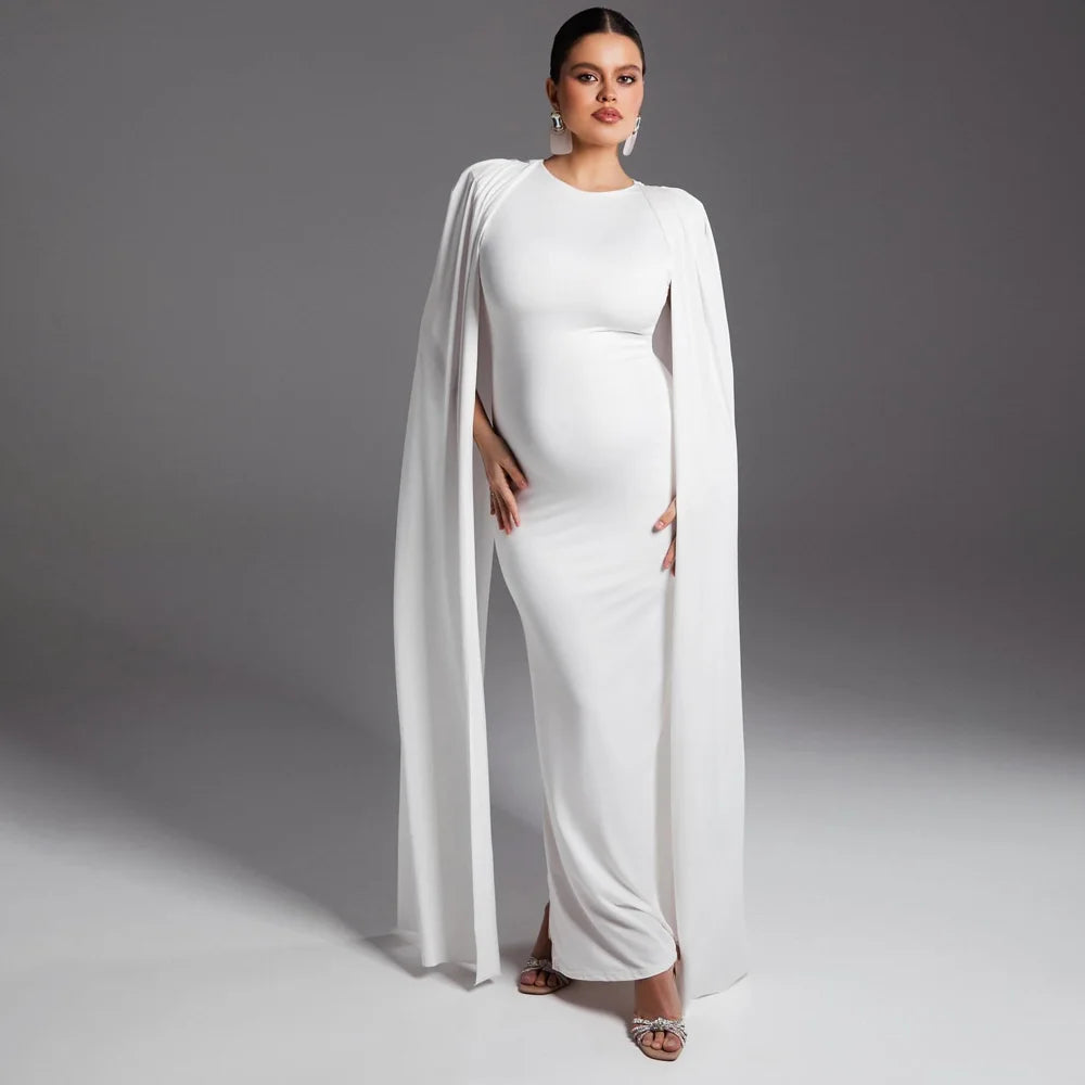 Solid Color Elegant Slim Fit Maternity Dress Elastic Fabric Evening Gown For Pregnant Women Photography Dress For Women