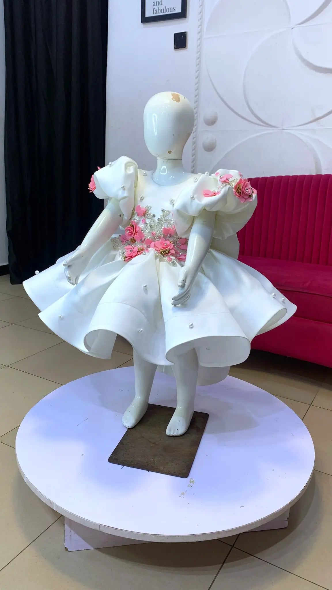White Flower Girl Dresses for Wedding Pink Floral Princess Birthday Party Gowns Customized Child Prom Dress