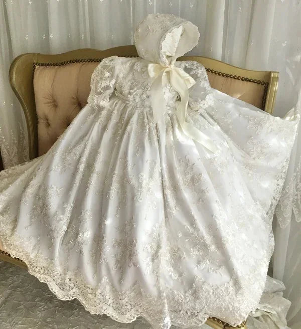 Beautiful Christening Gowns for Girls Baptism inspired Lace Outfit Customized Newborn Kids Birthday First Communion Dresses