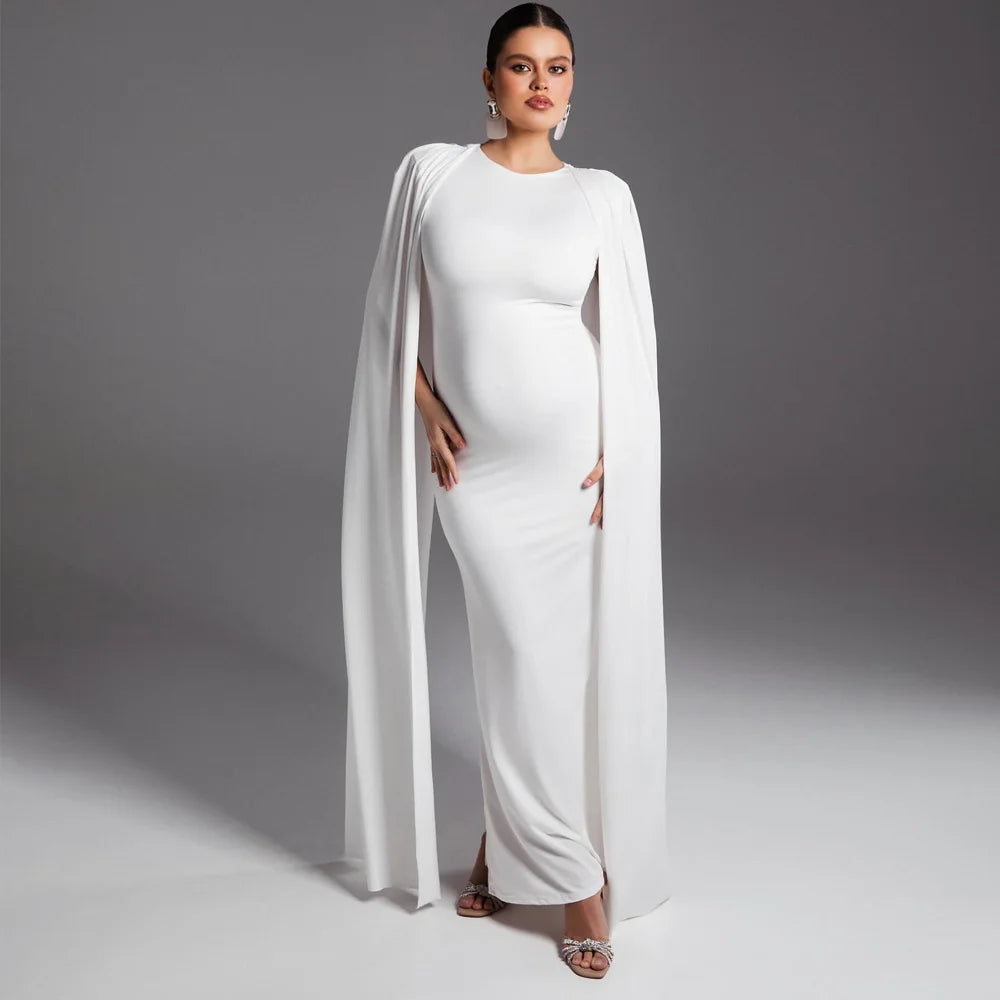 Solid Color Elegant Slim Fit Maternity Dress Elastic Fabric Evening Gown For Pregnant Women Photography Dress For Women