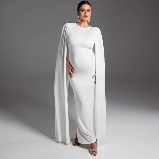 Solid Color Elegant Slim Fit Maternity Dress Elastic Fabric Evening Gown For Pregnant Women Photography Dress For Women