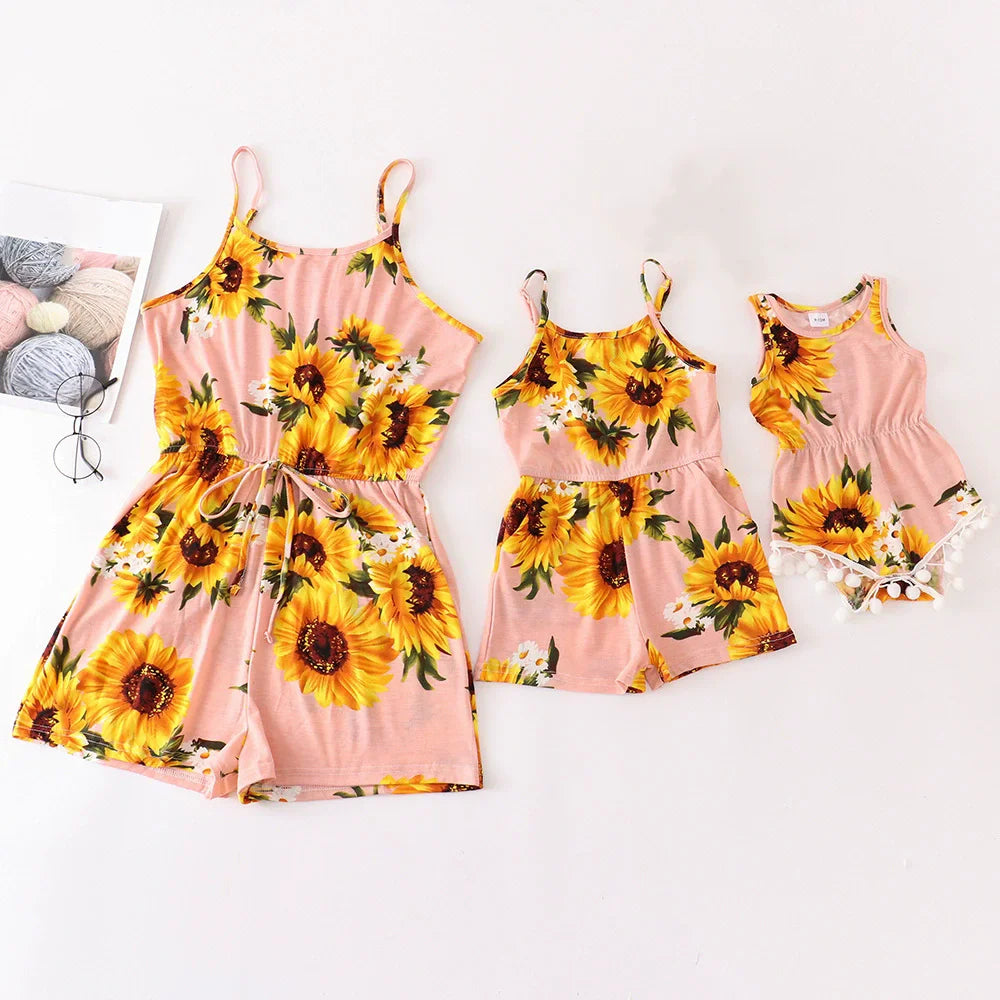 Mother Daughter Dress Summer Children's Clothing Beach Girls Dresses Vestido Baby Romper Family Matching Outfits Women Jumpsuit