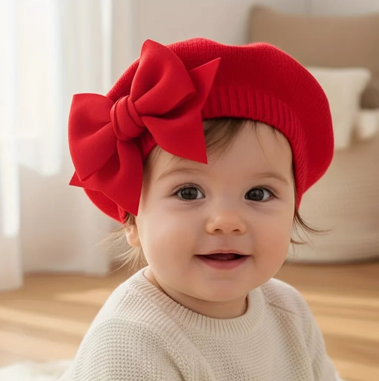 baby beret, bow hat, newborn baby 1-3 years old painter hat, baby girl clothing, baby spring headwear, toddler hair accessories