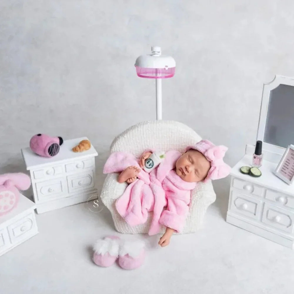 Newborn Baby Photography Prop Soft Fleece Scarf Bathrobes Slipper 3pcs Fotografia Costume Shooting Photoshoot Props Clothing