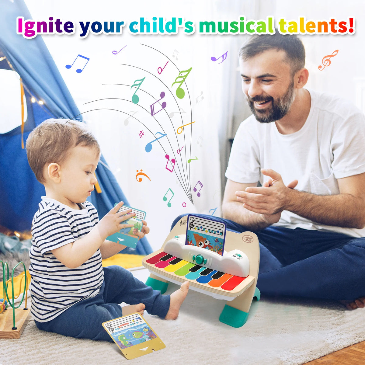 Wooden Touch Play Piano with Light & Music insert socre Music Score early learning Educational Toys Baby Gifts Instrument Toy