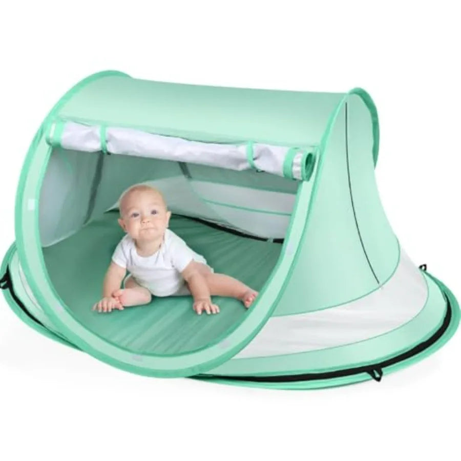 Baby Beach Tent, Large Pop Up Beach Tent Sun Shade for Beach, Portable Baby Travel Tent with Mosquito Net, Indoor Baby Play Ten