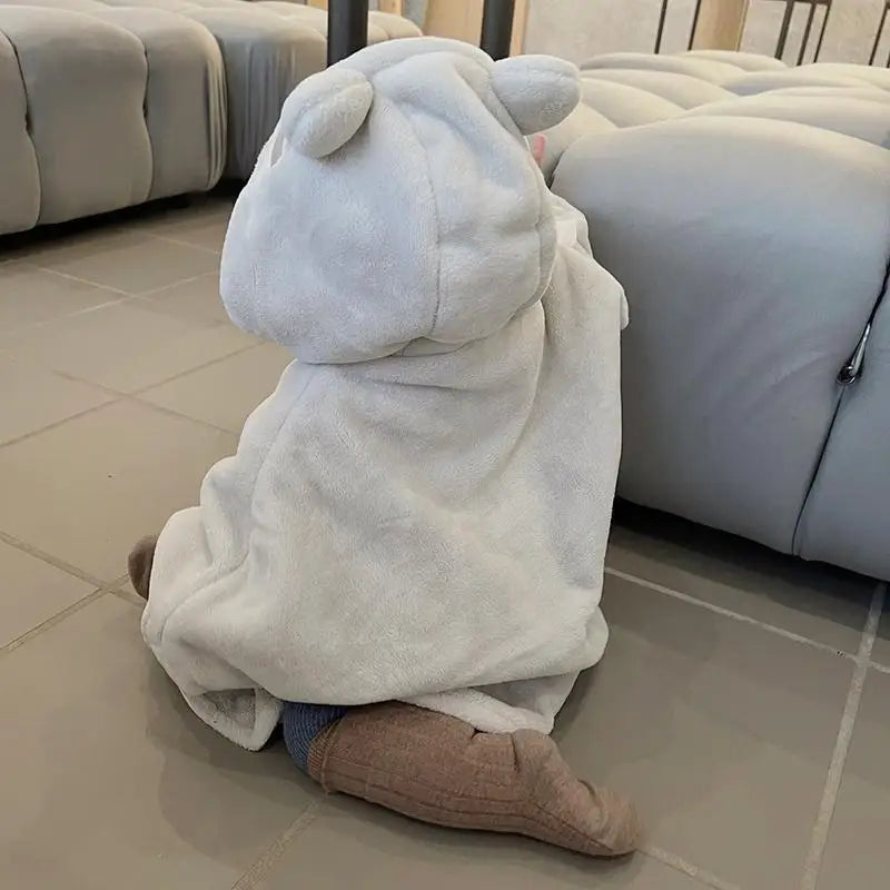 Winter Baby Hooded Cloak Windproof Thicken Outerwear for Boys Girls Newborn Infant Outfits Cozy Warm Raccoon Design