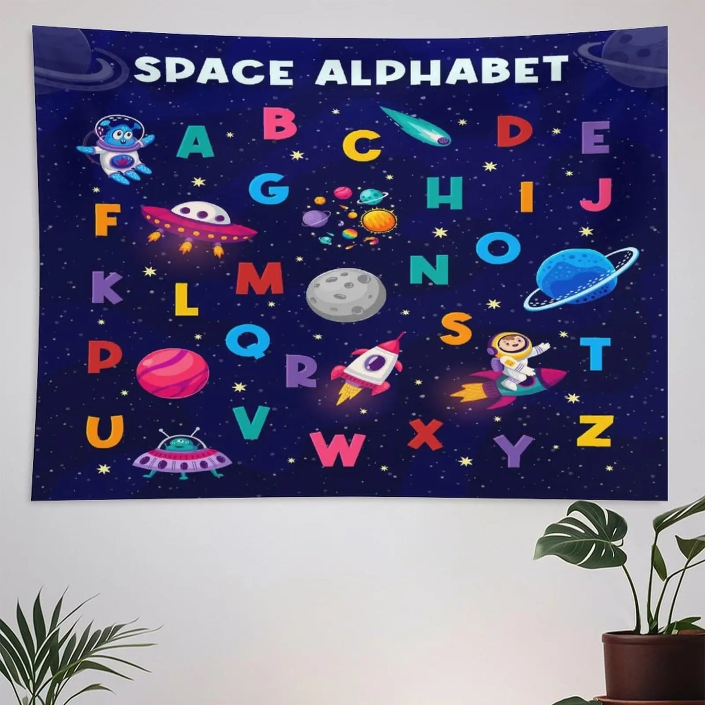 Alphabet Kids Learning Tapestry Wall Hanging Cartoon Animal Baby Boys Child Educational Tapestries Home Decor for Bedroom Living
