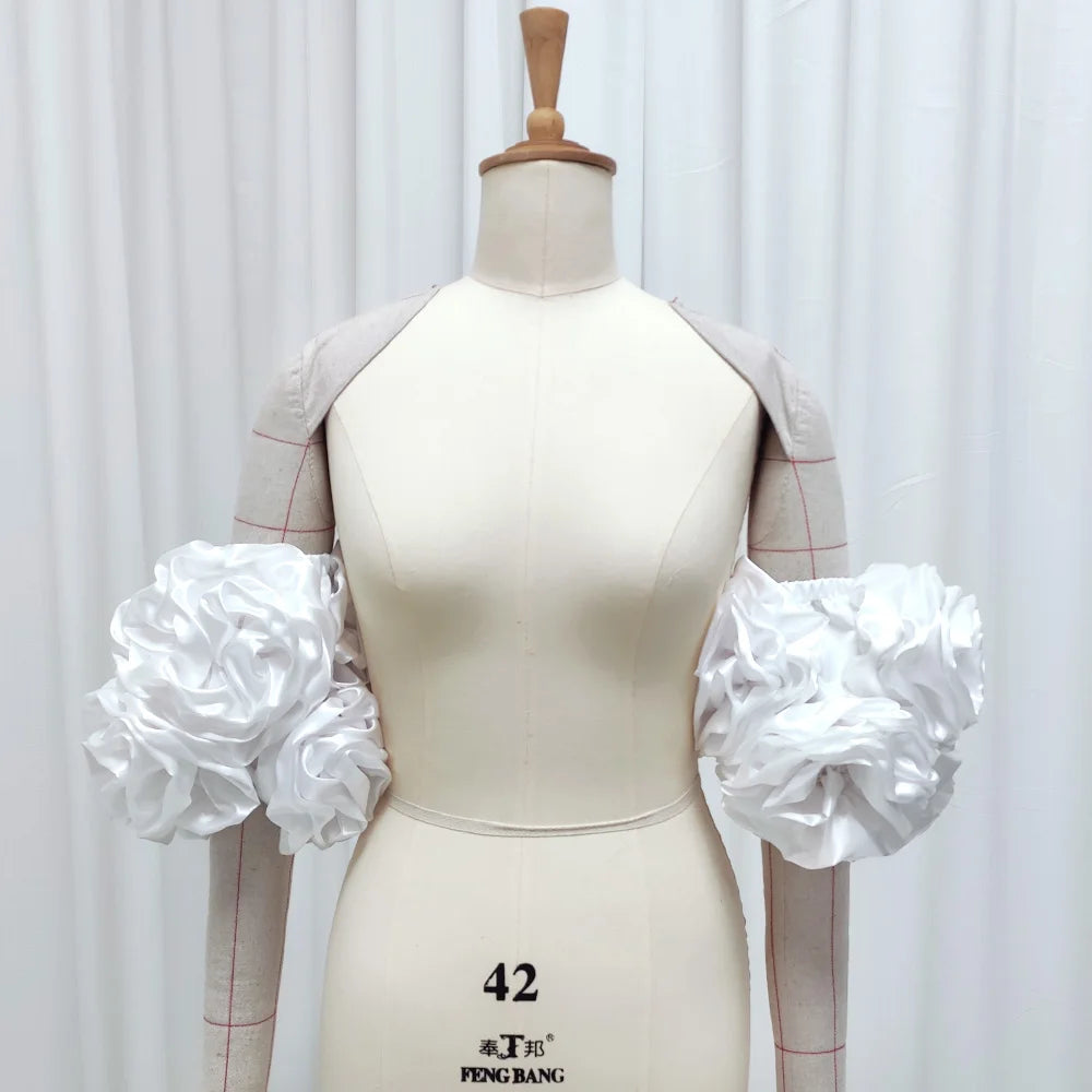 Removable 3D Floral Bubble Sleeves Photography Accessories For Women Detachable Sleeves Wedding Dress Photo Shooting Props