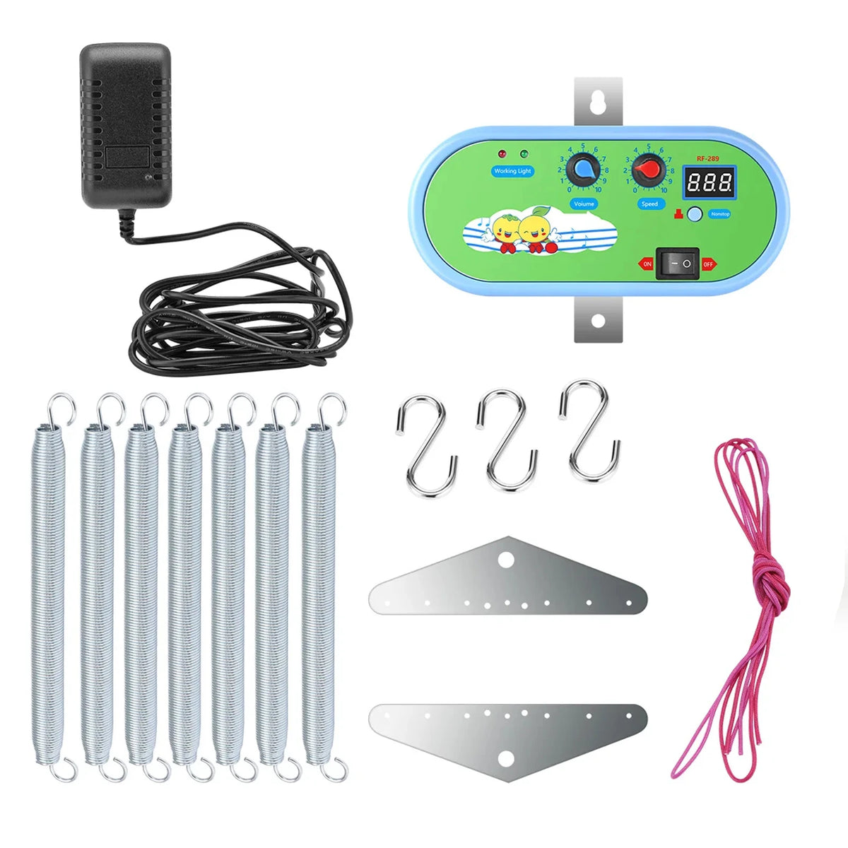 Electric Baby Swing Controller, 2-Piece Spring and Remote Control Motor Spring Cradle Adjustable Timer Up to 20kg  Baby Cradle
