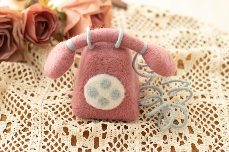 Newborn Photography Props Wool Felt Doll Mini TelePhone Handmade DIY Felting Kit Accessories Baby Photo Shooting Doll