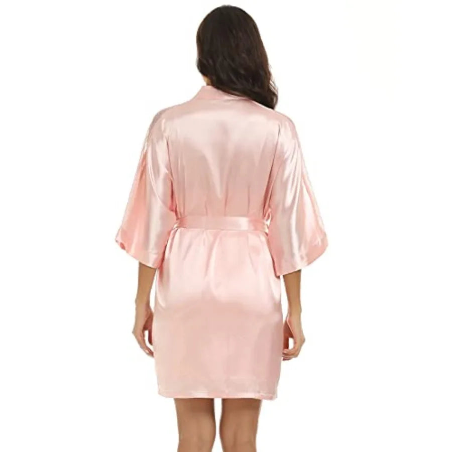 Women's Silk Pajama Sets Satin Robe with Nightgown 2 Pcs Sleepwear Sexy Lace Cami Nightwear Kimono Bridesmaid Robes
